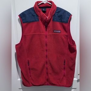 Vineyard Vines Fleece Shep Vest Red Nan Men's Size XL